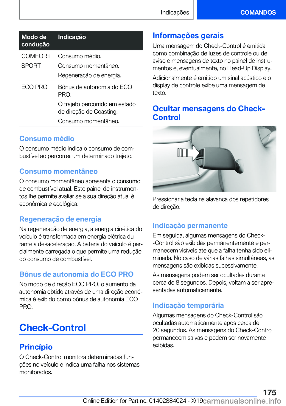BMW X7 2020  Manual do condutor (in Portuguese) �M�o�d�o��d�e
�c�o�n�d�u�