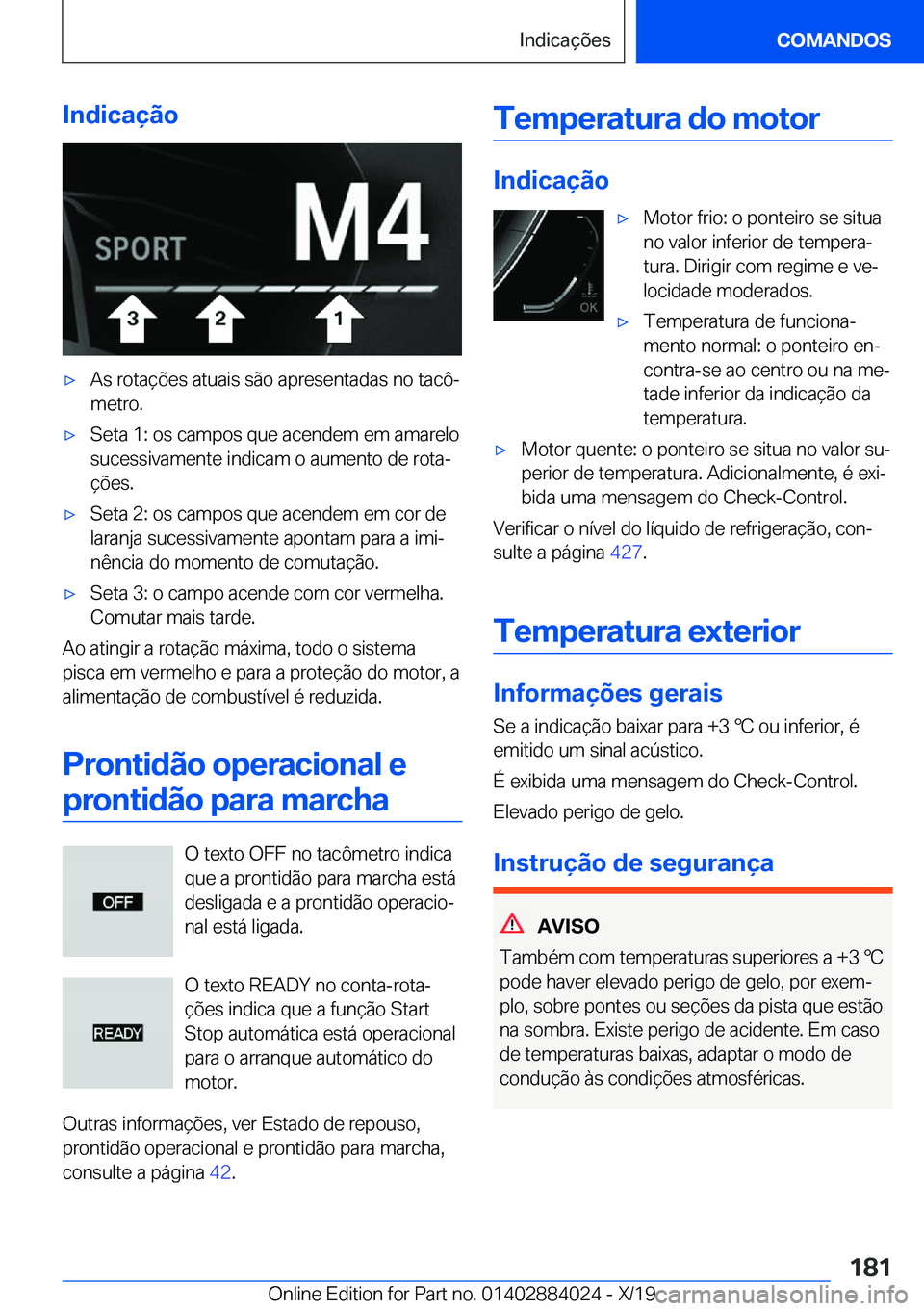 BMW X7 2020  Manual do condutor (in Portuguese) �I�n�d�i�c�a�