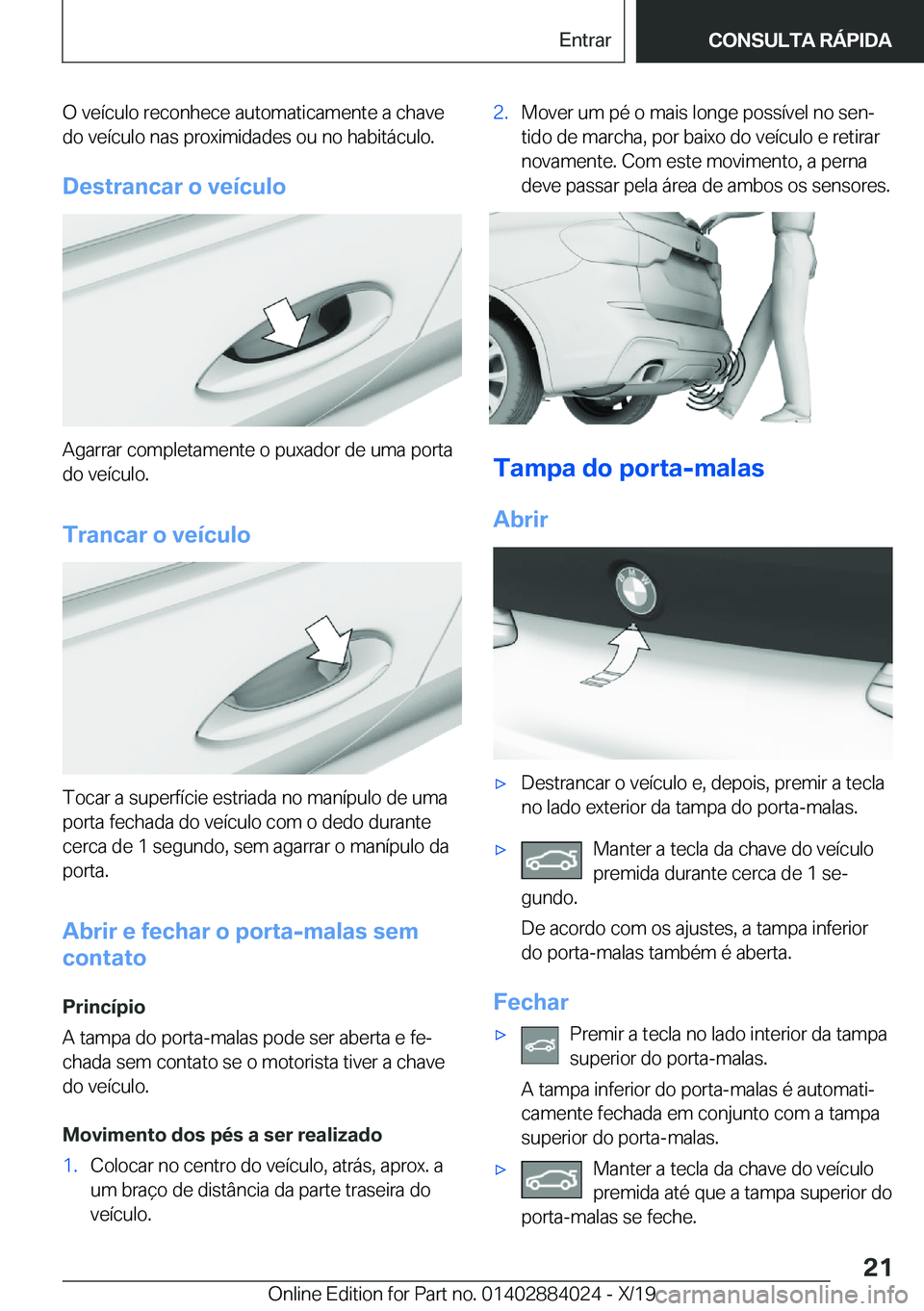 BMW X7 2020  Manual do condutor (in Portuguese) �O��v�e�