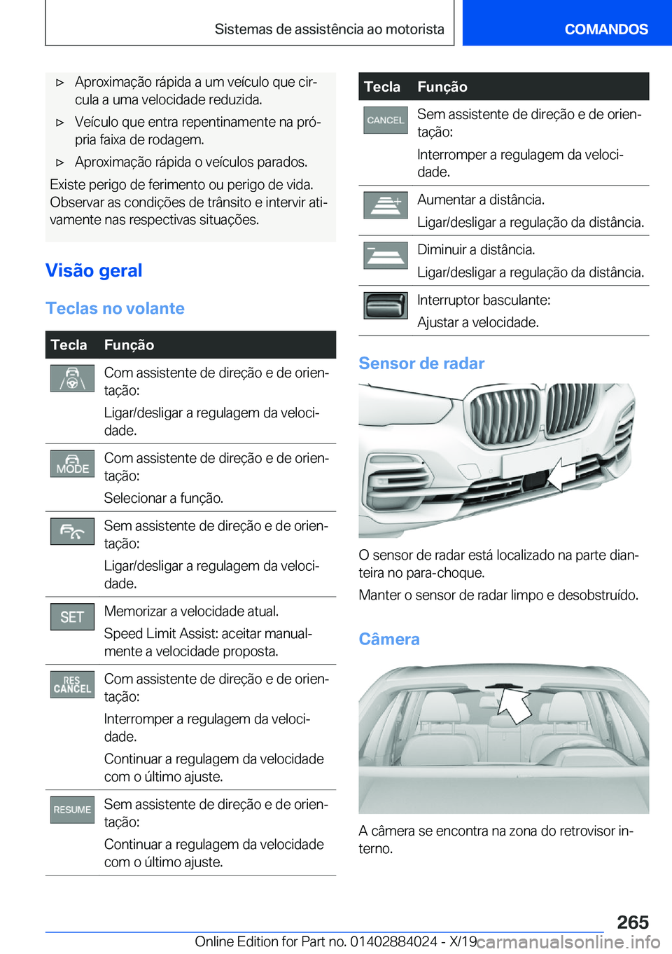 BMW X7 2020  Manual do condutor (in Portuguese) x�A�p�r�o�x�i�m�a�