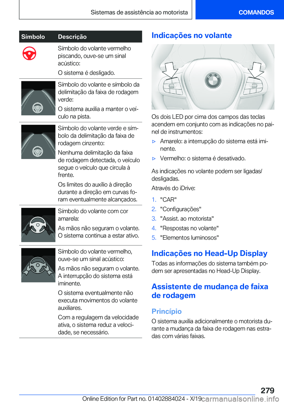 BMW X7 2020  Manual do condutor (in Portuguese) �S�