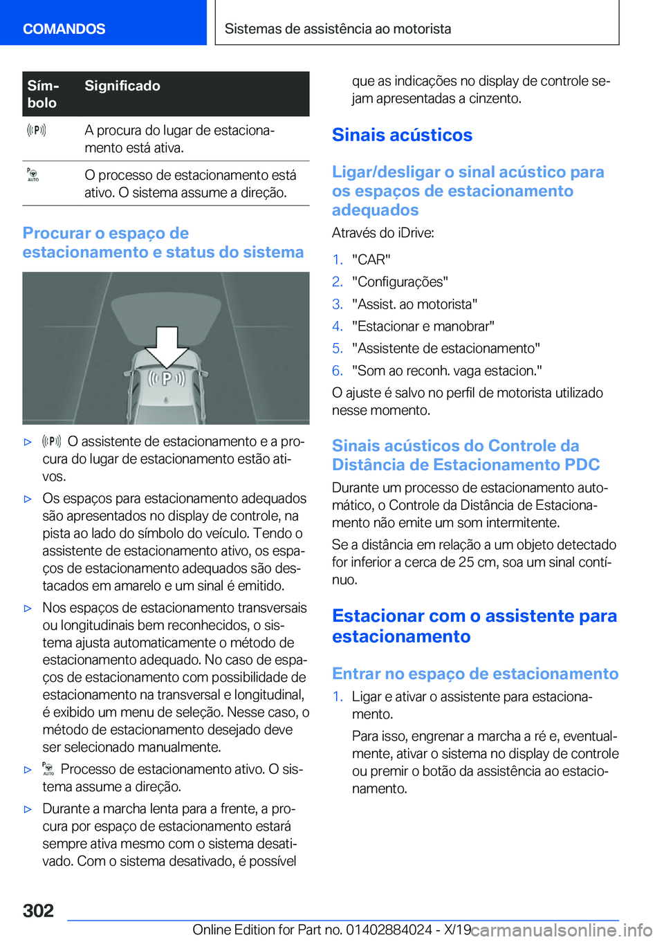 BMW X7 2020  Manual do condutor (in Portuguese) �S�