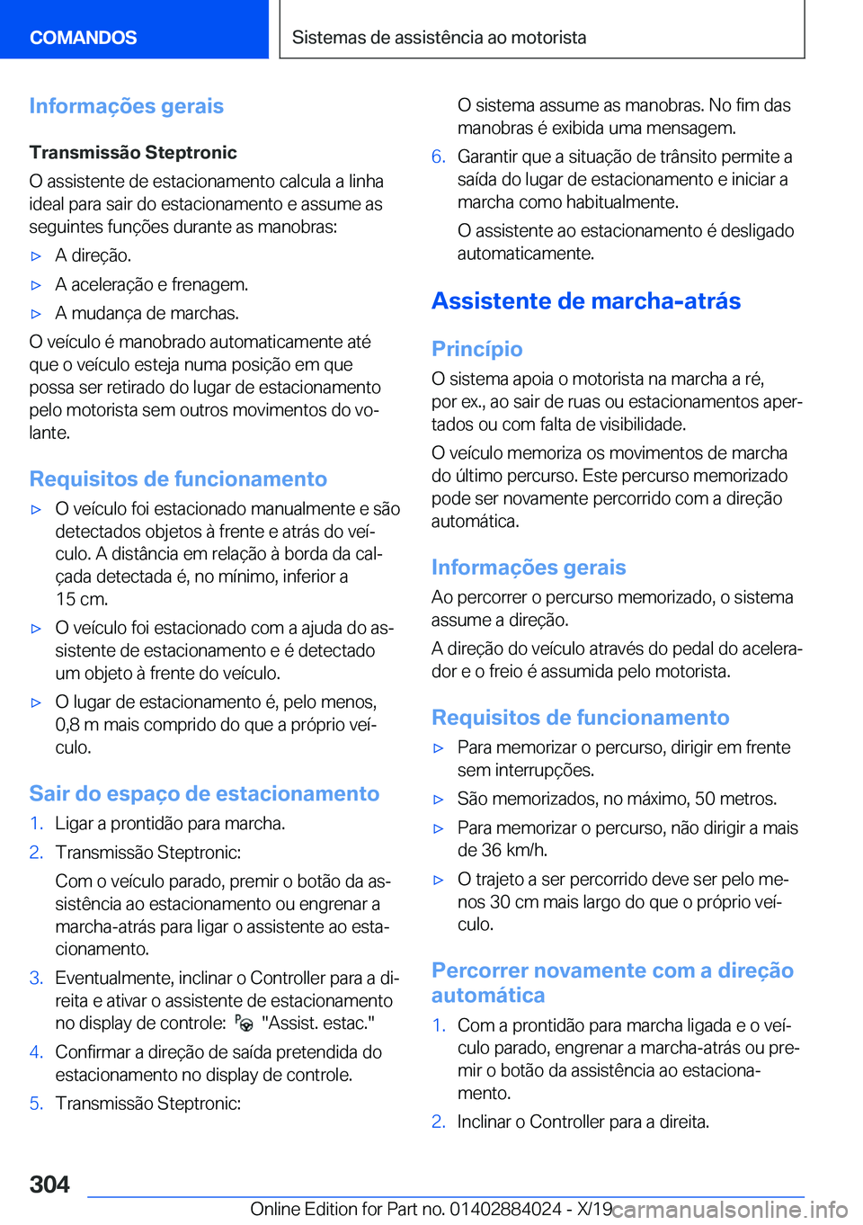 BMW X7 2020  Manual do condutor (in Portuguese) �I�n�f�o�r�m�a�