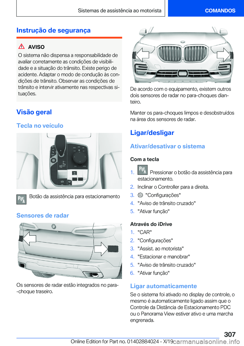 BMW X7 2020  Manual do condutor (in Portuguese) �I�n�s�t�r�u�