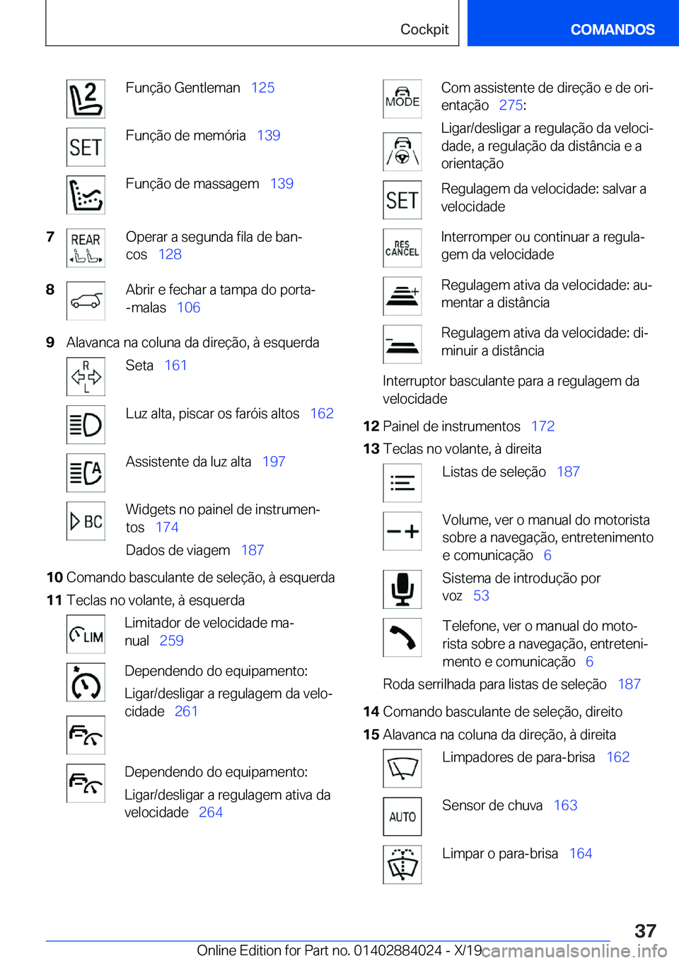 BMW X7 2020  Manual do condutor (in Portuguese) �F�u�n�