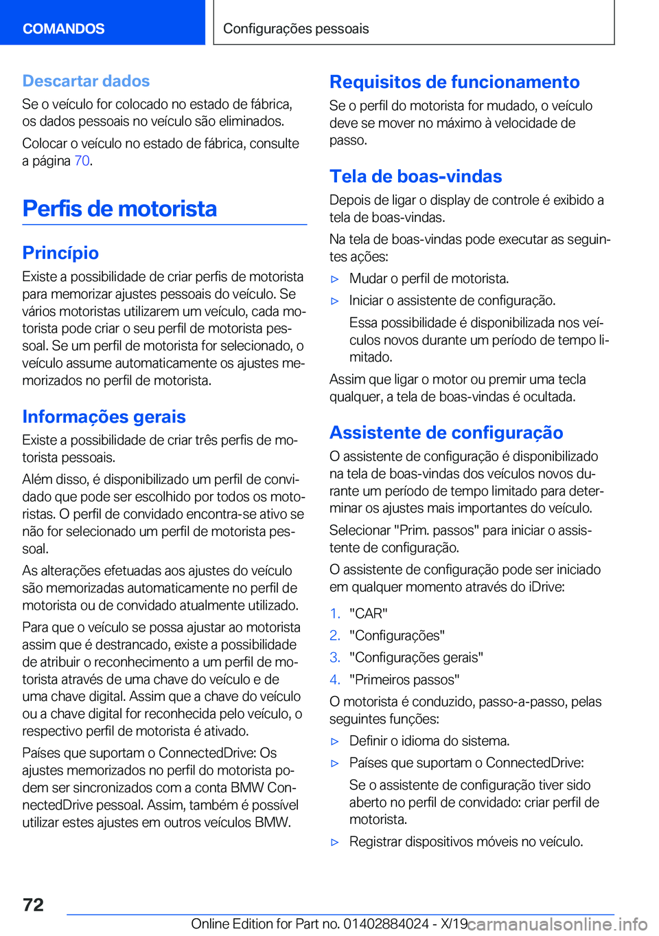 BMW X7 2020  Manual do condutor (in Portuguese) �D�e�s�c�a�r�t�a�r��d�a�d�o�s
�S�e��o��v�e�