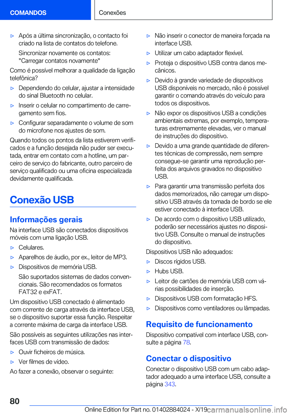 BMW X7 2020  Manual do condutor (in Portuguese) x�A�p�ó�s��a��