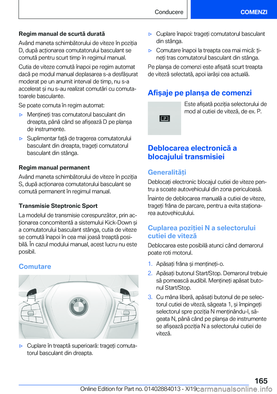 BMW X7 2020  Ghiduri De Utilizare (in Romanian) �R�e�g�i�m��m�a�n�u�a�l��d�e��s�c�u�r�t�