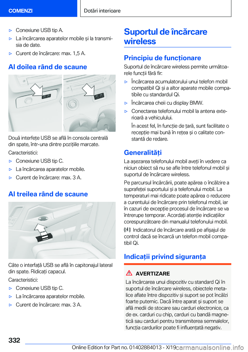 BMW X7 2020  Ghiduri De Utilizare (in Romanian) 'x�C�o�n�e�x�i�u�n�e��U�S�B��t�i�p��A�.'x�L�a��