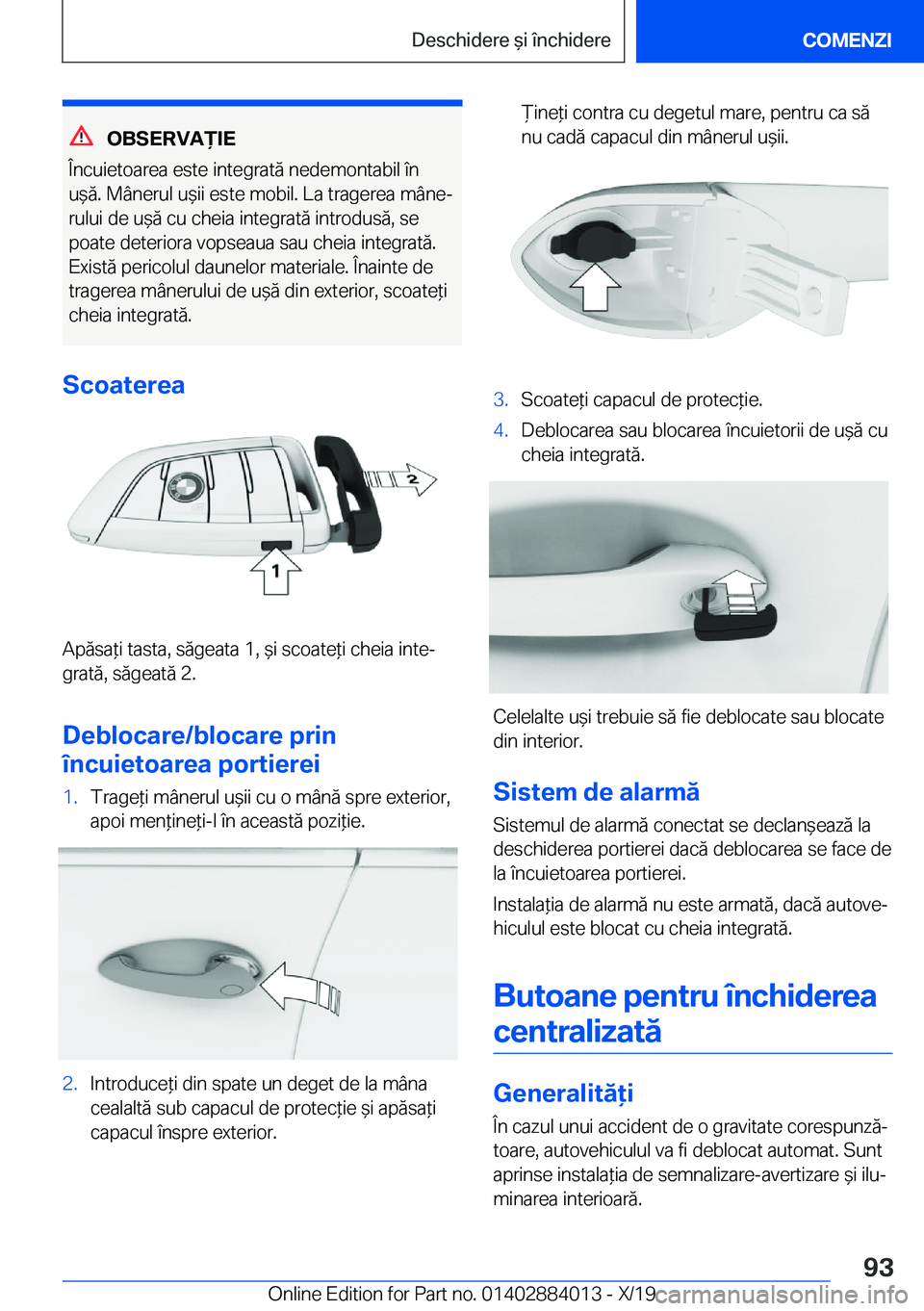 BMW X7 2020  Ghiduri De Utilizare (in Romanian) �O�B�S�E�R�V�A)�I�E
�