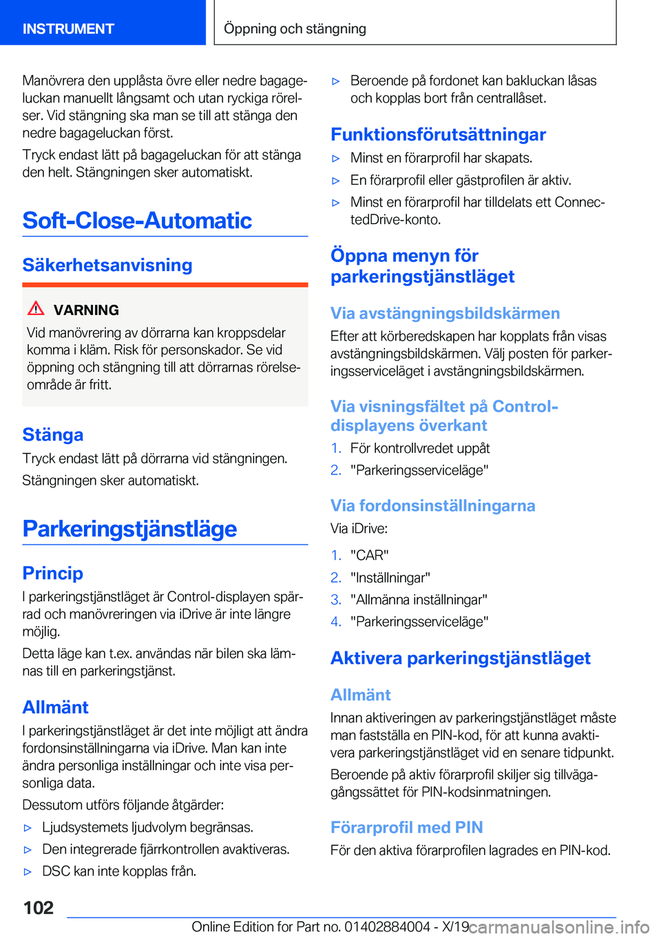 BMW X7 2020  InstruktionsbÖcker (in Swedish) �M�a�n�