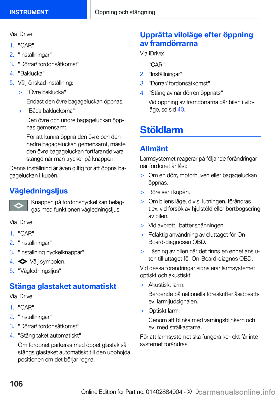 BMW X7 2020  InstruktionsbÖcker (in Swedish) �V�i�a��i�D�r�i�v�e�:�1�.��C�A�R��2�.��I�n�s�t�ä�l�l�n�i�n�g�a�r��3�.��D�
