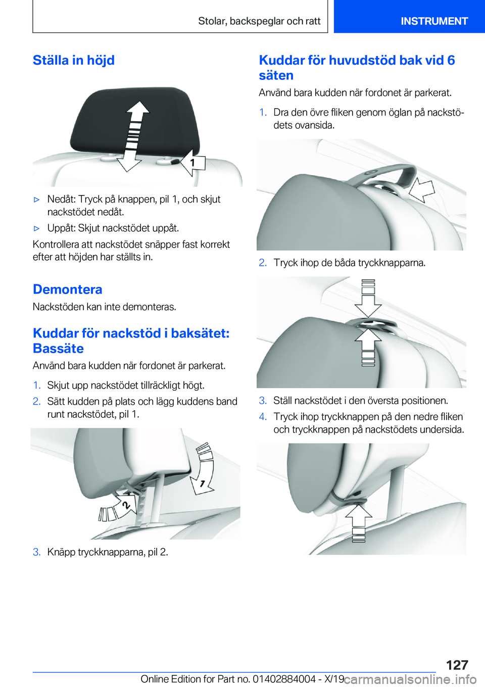 BMW X7 2020  InstruktionsbÖcker (in Swedish) �S�t�ä�l�l�a��i�n��h�