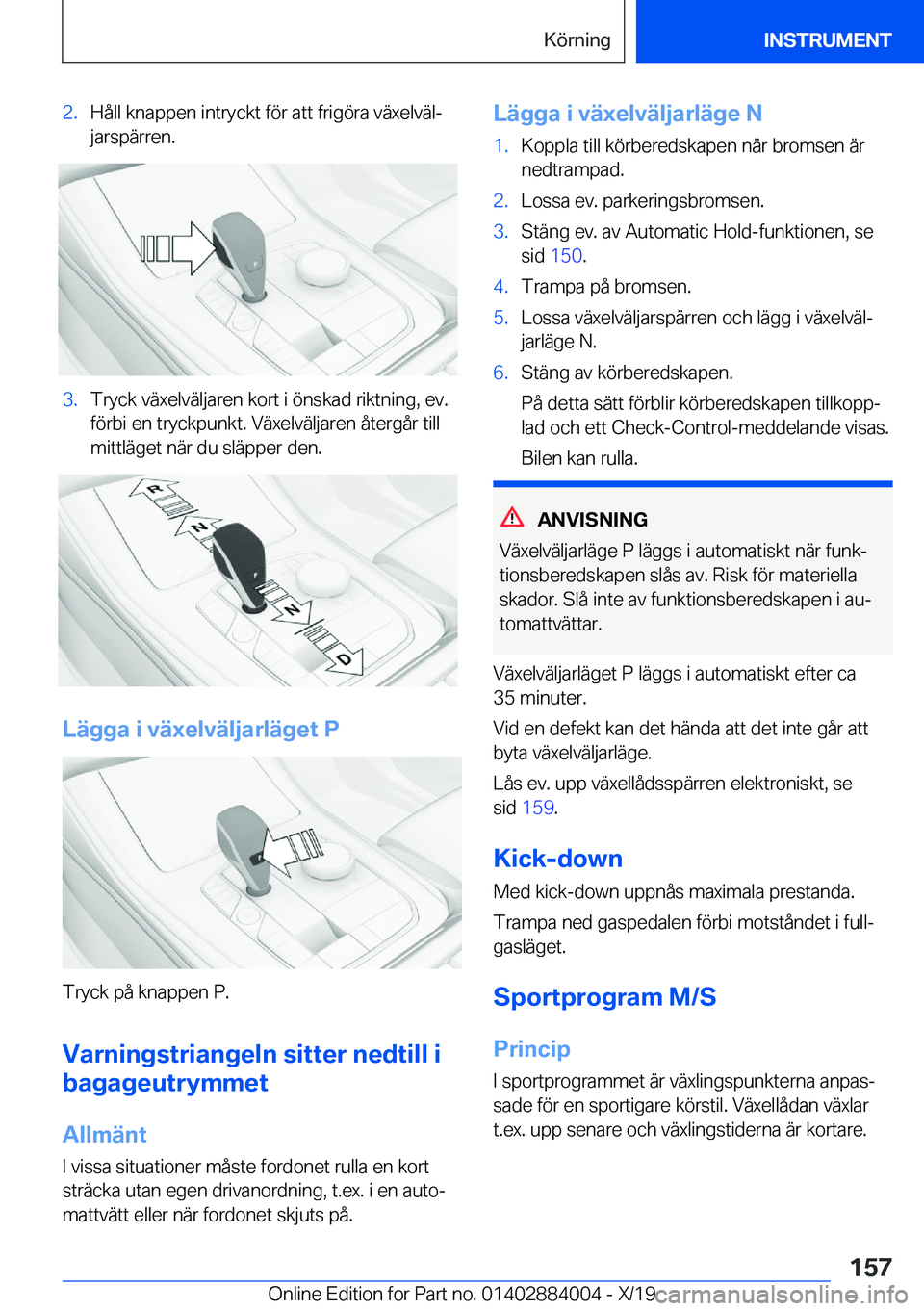 BMW X7 2020  InstruktionsbÖcker (in Swedish) �2�.�H�å�l�l��k�n�a�p�p�e�n��i�n�t�r�y�c�k�t��f�