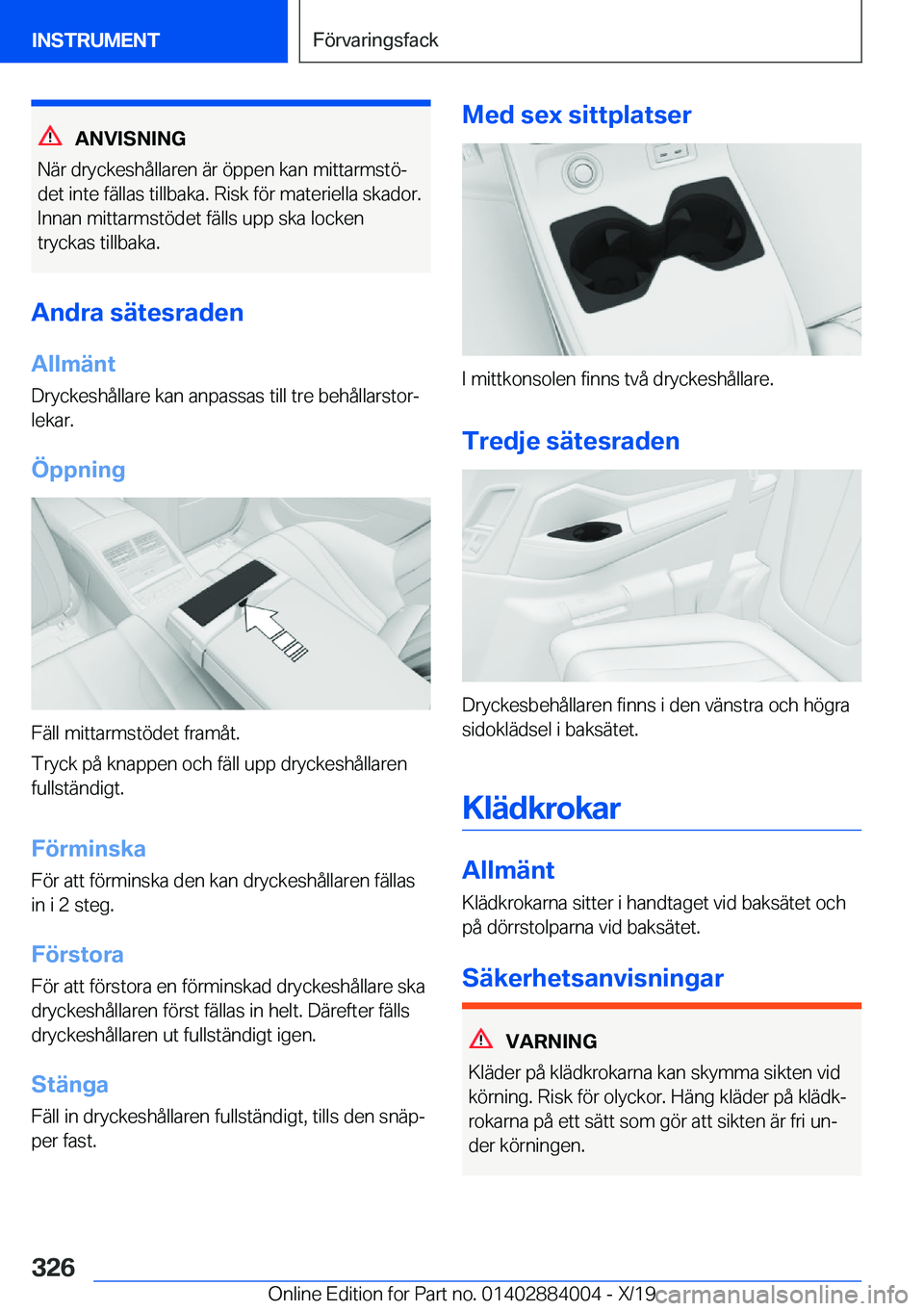 BMW X7 2020  InstruktionsbÖcker (in Swedish) �A�N�V�I�S�N�I�N�G
�N�ä�r��d�r�y�c�k�e�s�h�å�l�l�a�r�e�n��ä�r��