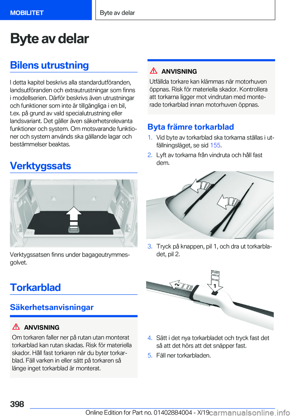 BMW X7 2020  InstruktionsbÖcker (in Swedish) �B�y�t�e��a�v��d�e�l�a�r�B�i�l�e�n�s��u�t�r�u�s�t�n�i�n�g
�I��d�e�t�t�a��k�a�p�i�t�e�l��b�e�s�k�r�i�v�s��a�l�l�a��s�t�a�n�d�a�r�d�u�t�f�