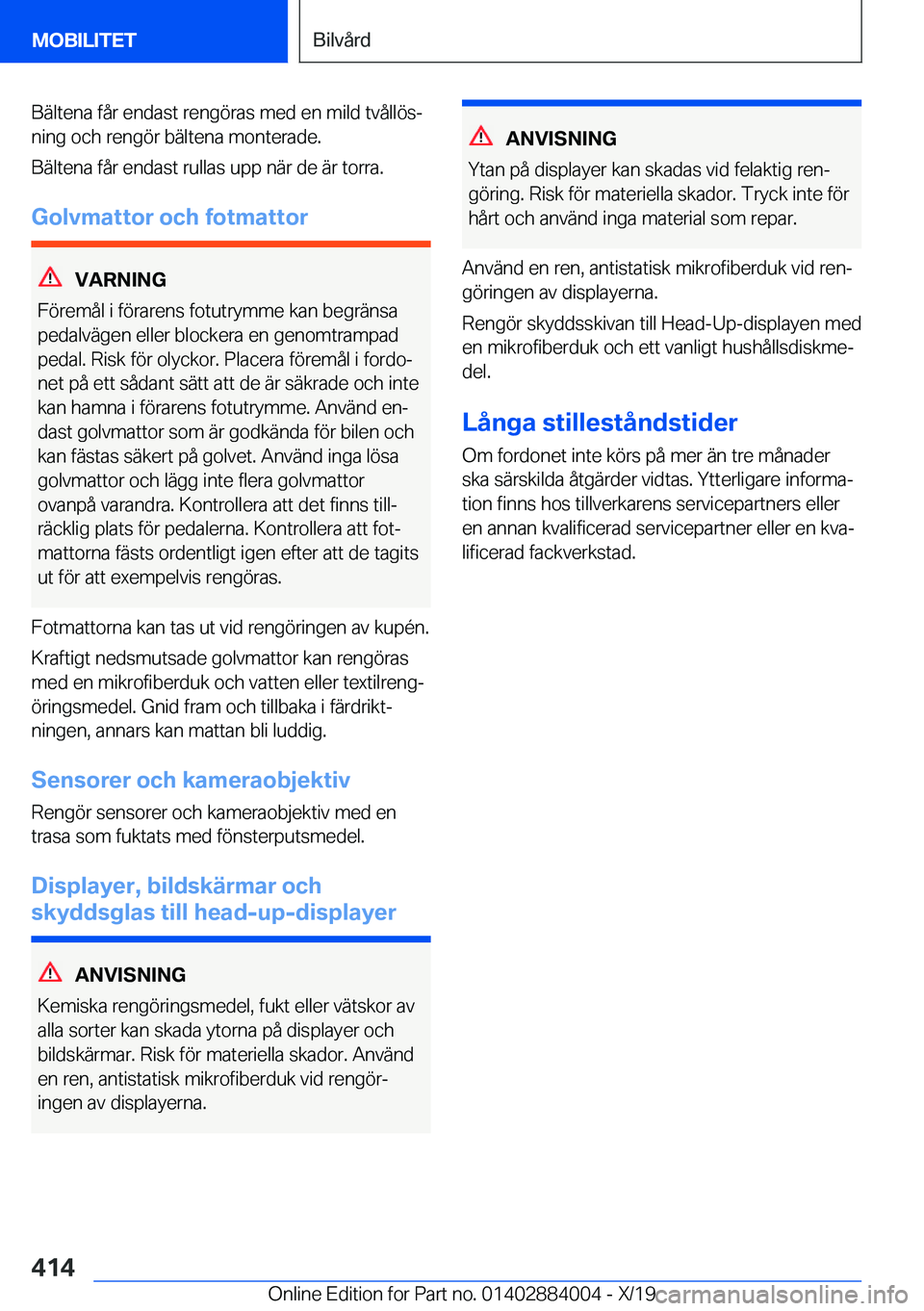 BMW X7 2020  InstruktionsbÖcker (in Swedish) �B�ä�l�t�e�n�a��f�å�r��e�n�d�a�s�t��r�e�n�g�