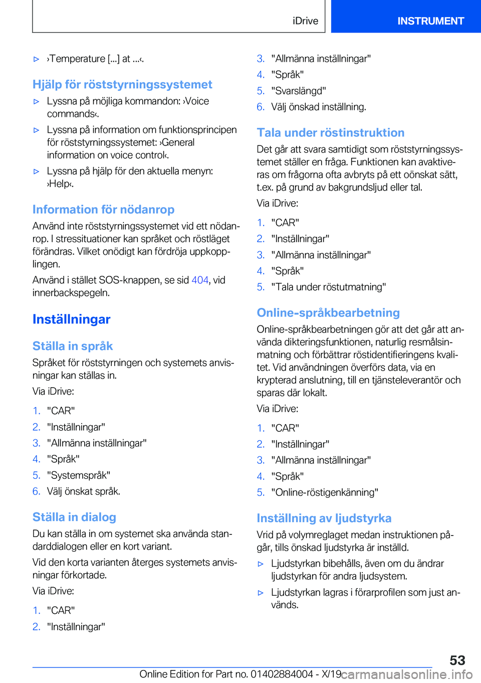 BMW X7 2020  InstruktionsbÖcker (in Swedish) 'x
