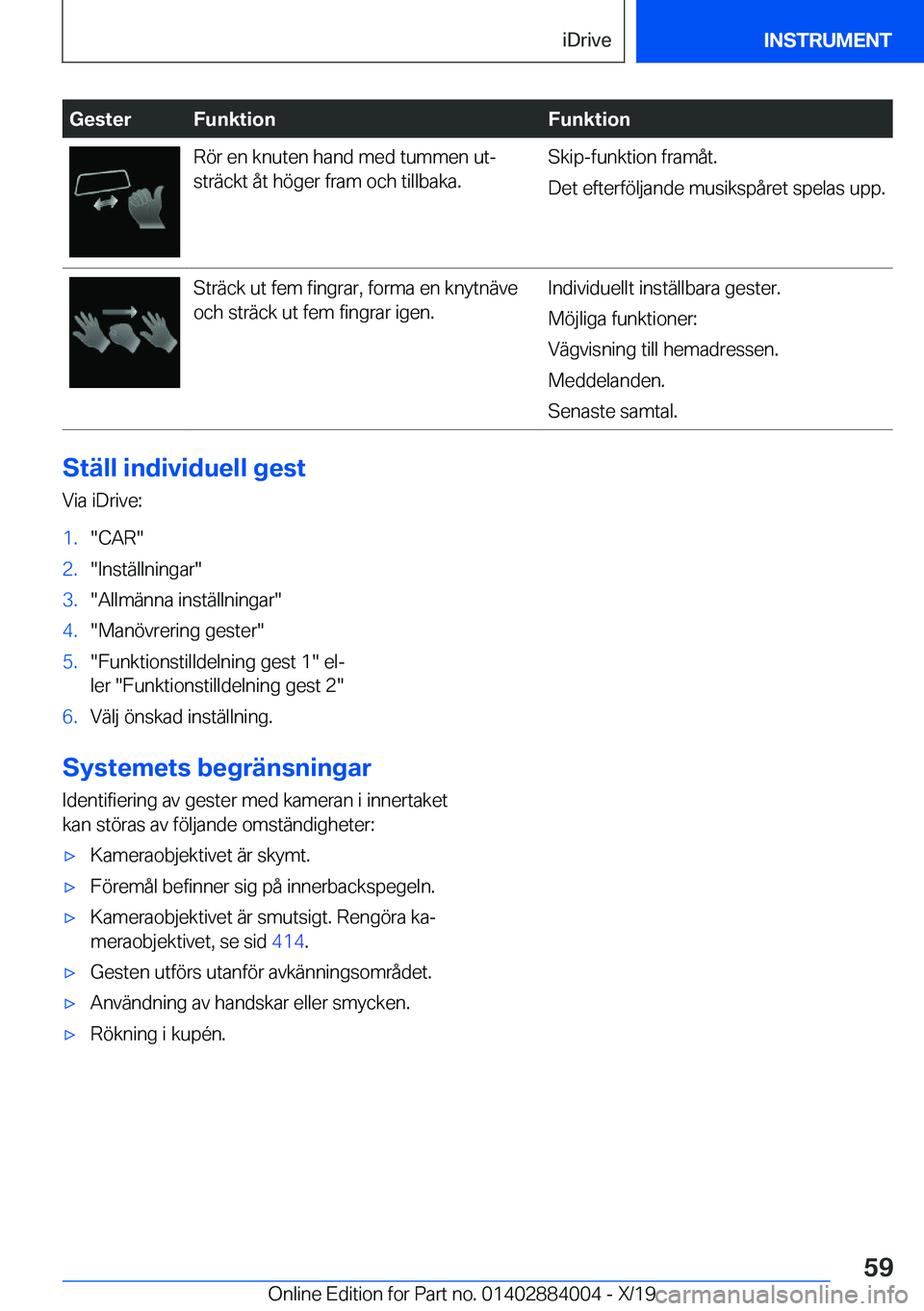 BMW X7 2020  InstruktionsbÖcker (in Swedish) �G�e�s�t�e�r�F�u�n�k�t�i�o�n�F�u�n�k�t�i�o�n�R�