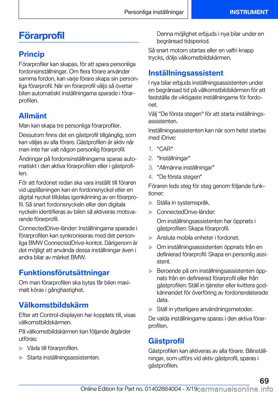 BMW X7 2020  InstruktionsbÖcker (in Swedish) �F�