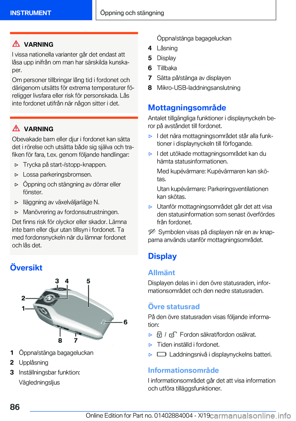 BMW X7 2020  InstruktionsbÖcker (in Swedish) �V�A�R�N�I�N�G
�I��v�i�s�s�a��n�a�t�i�o�n�e�l�l�a��v�a�r�i�a�n�t�e�r��g�å�r��d�e�t��e�n�d�a�s�t��a�t�t
�l�å�s�a��u�p�p��i�n�i�f�r�å�n��o�m��m�a�n��h�a�r��s�ä�r�s�k�i�l�d�a��k�u�n�s�k
