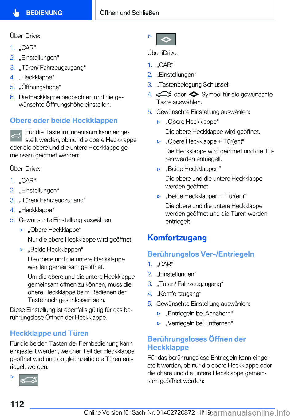 BMW X7 2019  Betriebsanleitungen (in German) �