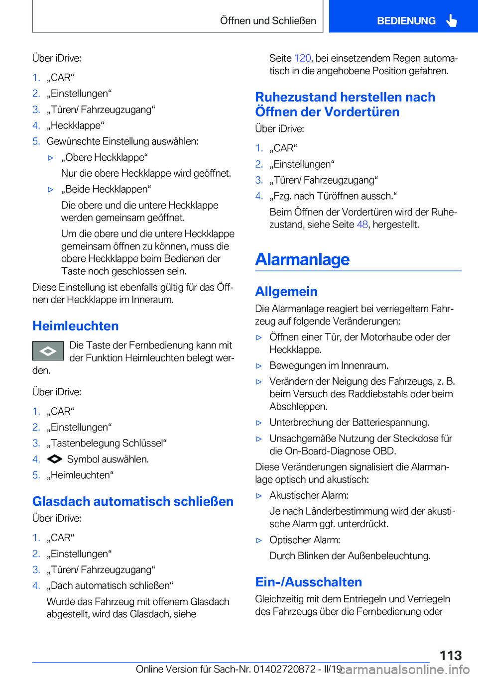 BMW X7 2019  Betriebsanleitungen (in German) �
