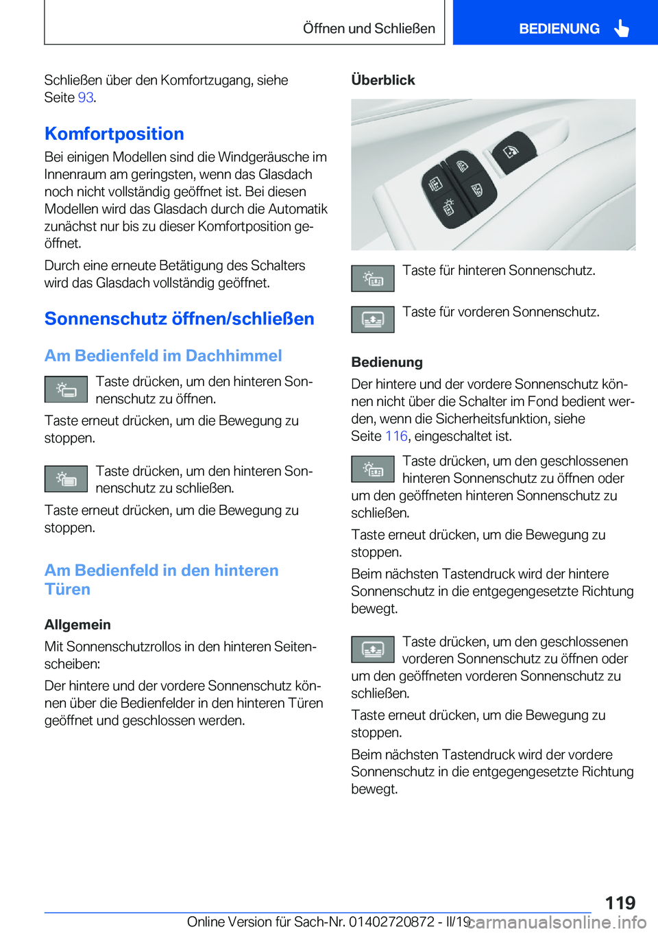 BMW X7 2019  Betriebsanleitungen (in German) �S�c�h�l�i�e�