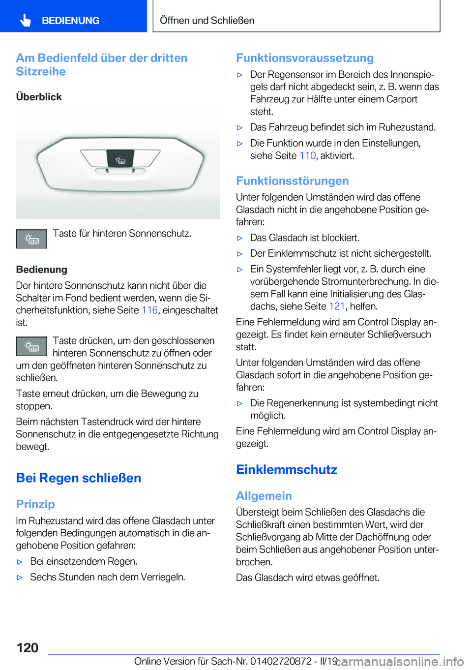 BMW X7 2019  Betriebsanleitungen (in German) �A�m��B�e�d�i�e�n�f�e�l�d��