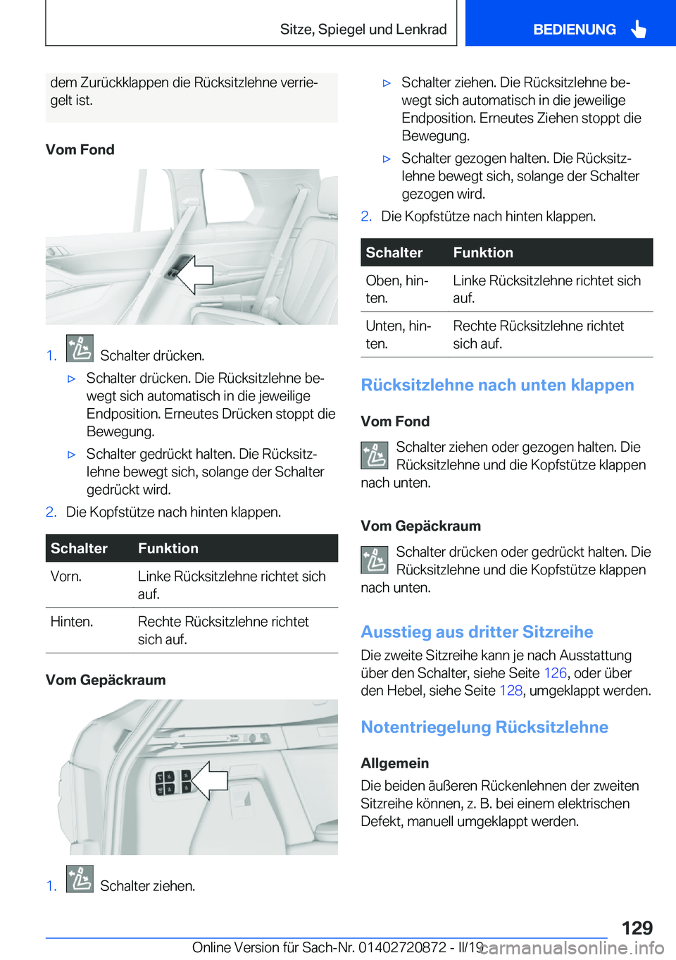 BMW X7 2019  Betriebsanleitungen (in German) �d�e�m��Z�u�r�