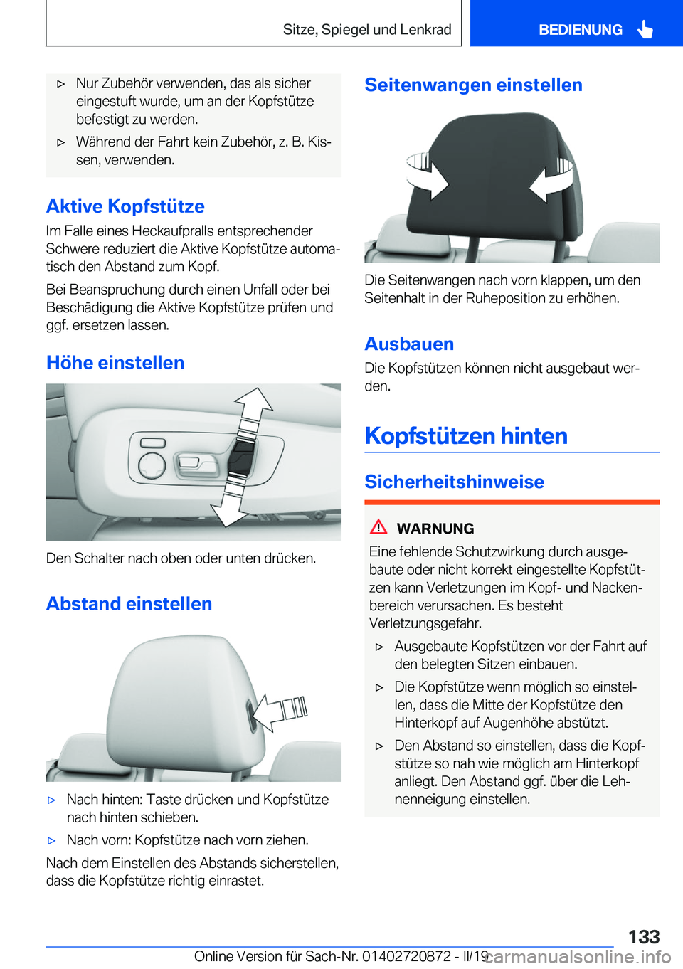BMW X7 2019  Betriebsanleitungen (in German) x�N�u�r��Z�u�b�e�h�