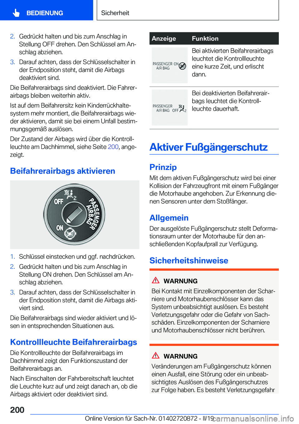 BMW X7 2019  Betriebsanleitungen (in German) �2�.�G�e�d�r�