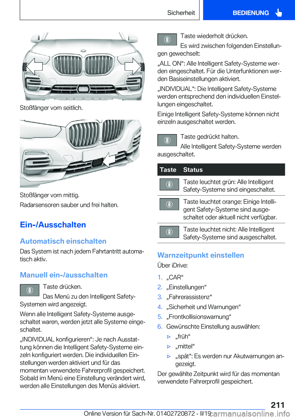 BMW X7 2019  Betriebsanleitungen (in German) �S�t�o�