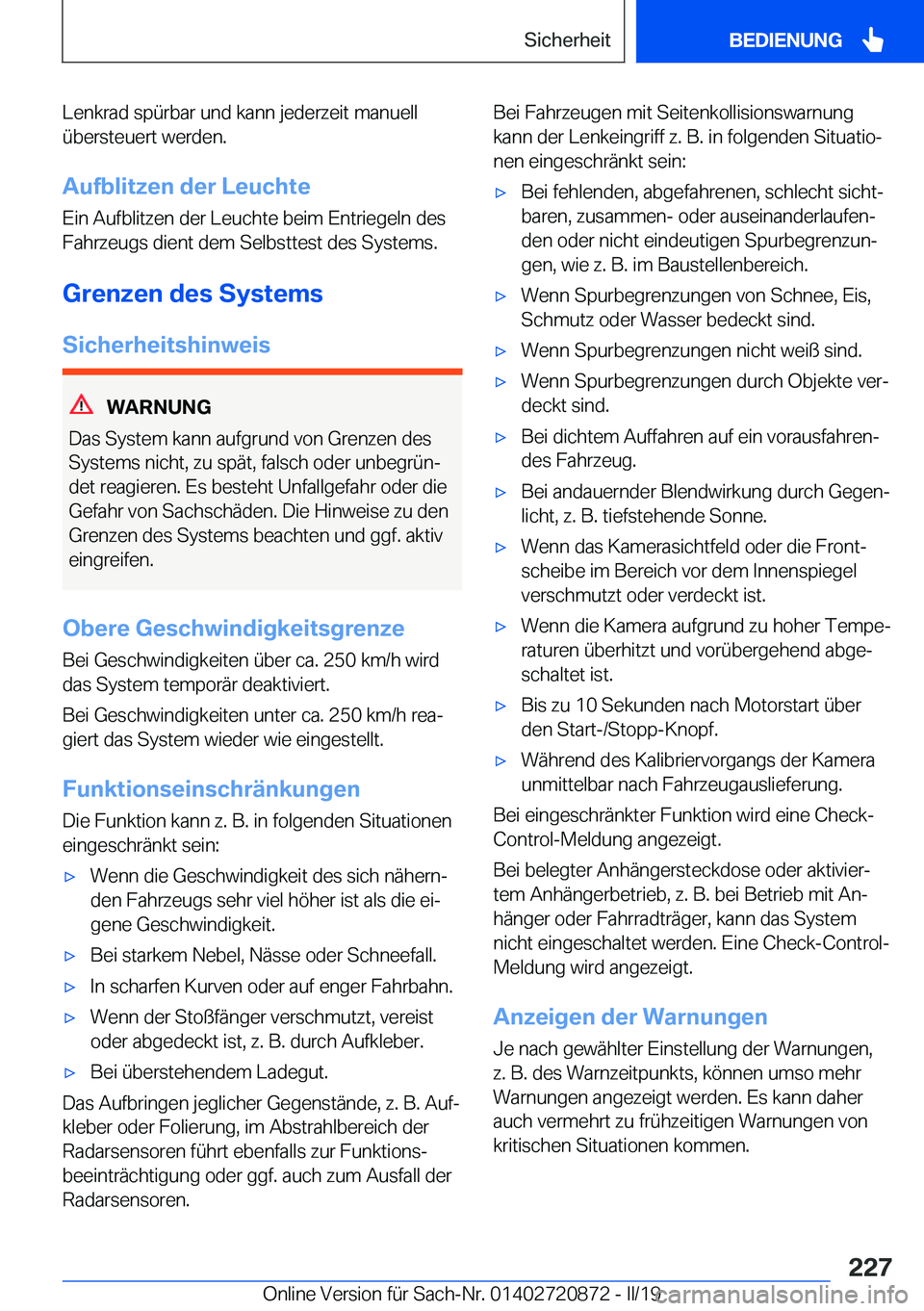 BMW X7 2019  Betriebsanleitungen (in German) �L�e�n�k�r�a�d��s�p�