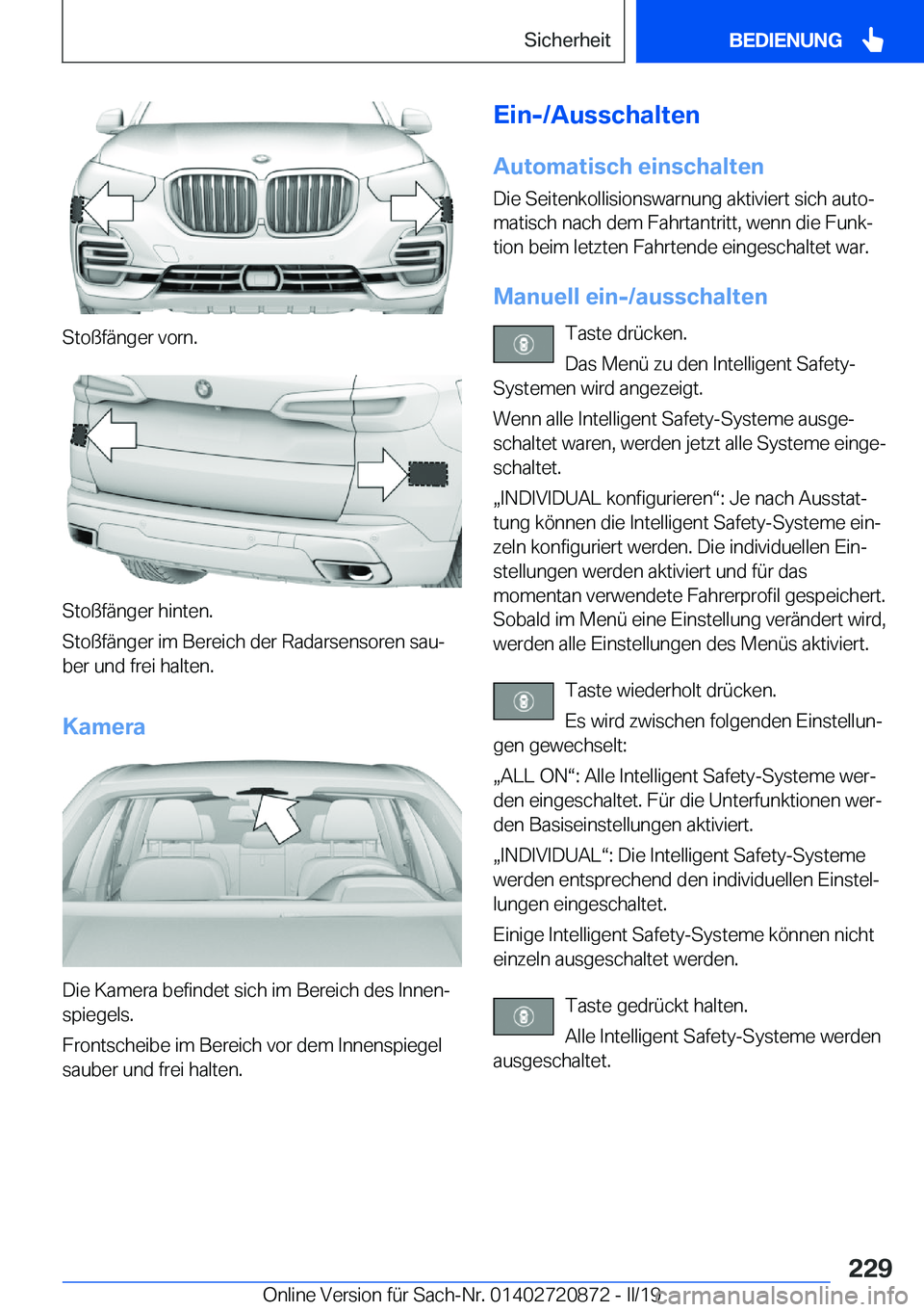 BMW X7 2019  Betriebsanleitungen (in German) �S�t�o�