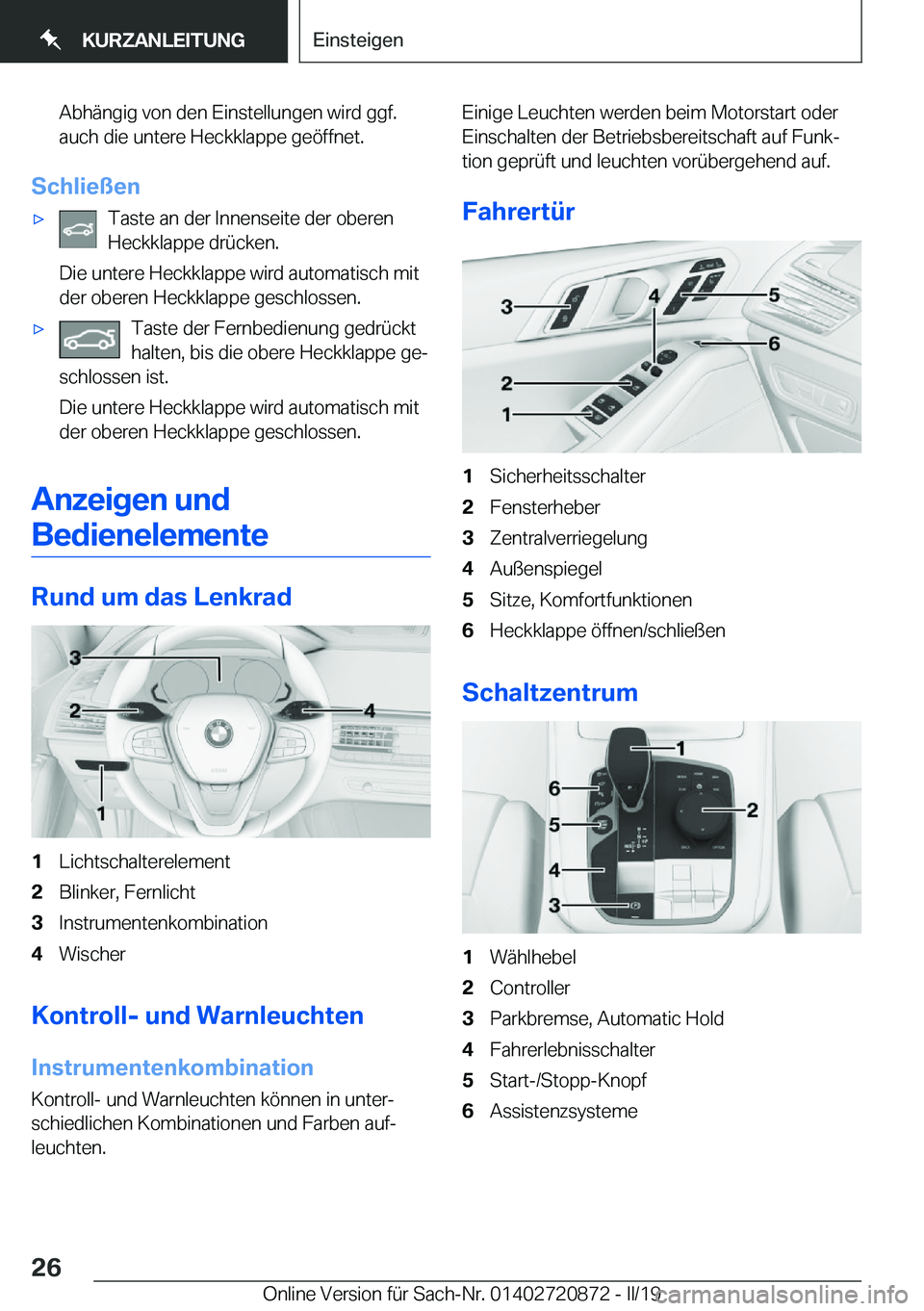 BMW X7 2019  Betriebsanleitungen (in German) �A�b�h�