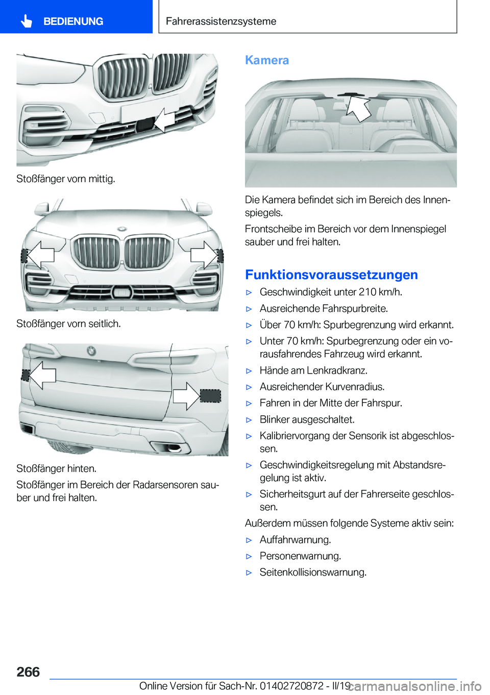 BMW X7 2019  Betriebsanleitungen (in German) �S�t�o�