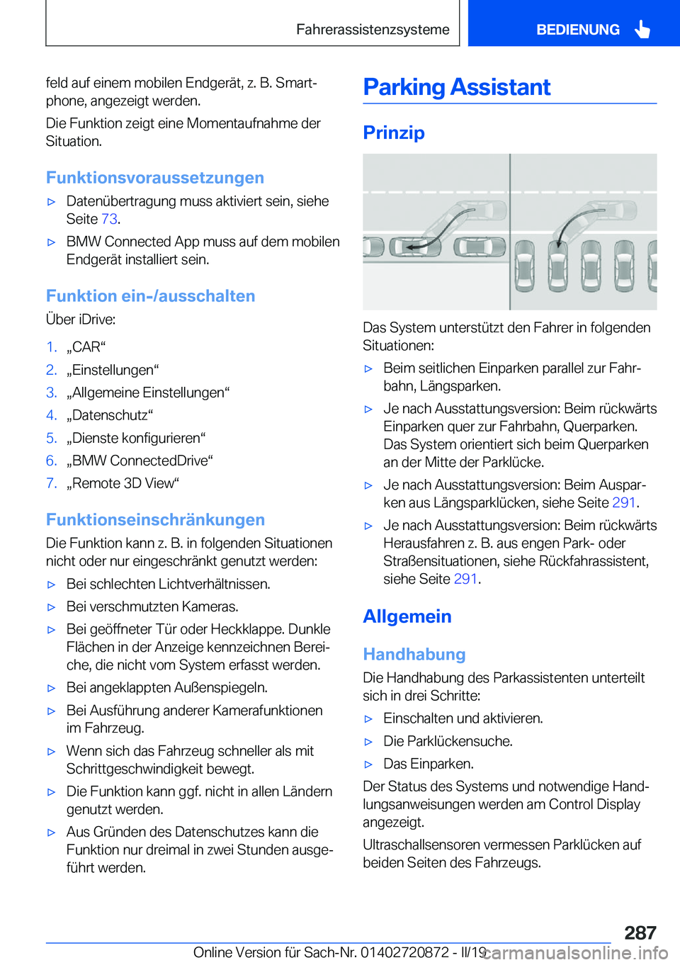 BMW X7 2019  Betriebsanleitungen (in German) �f�e�l�d��a�u�f��e�i�n�e�m��m�o�b�i�l�e�n��E�n�d�g�e�r�