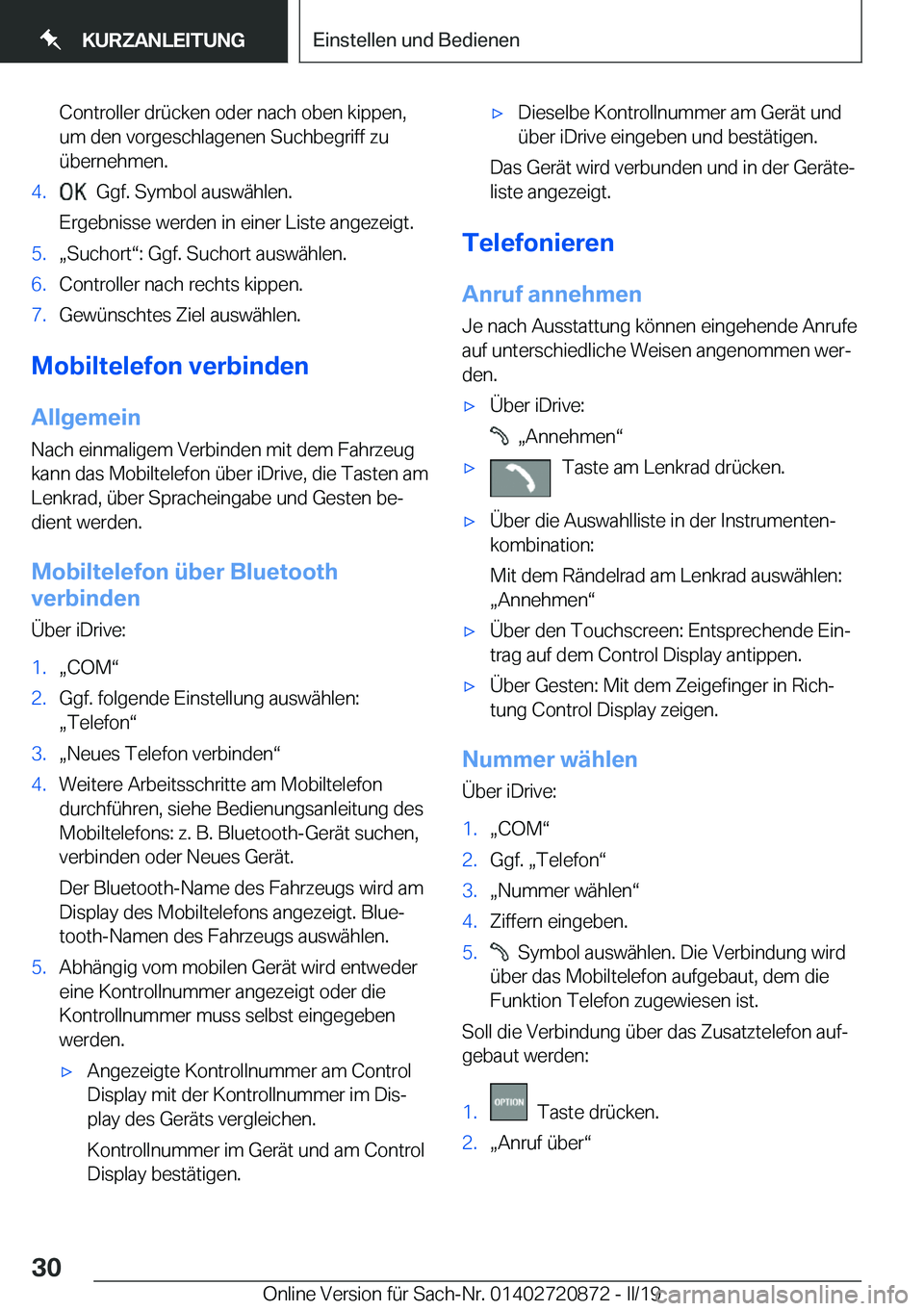 BMW X7 2019  Betriebsanleitungen (in German) �C�o�n�t�r�o�l�l�e�r��d�r�