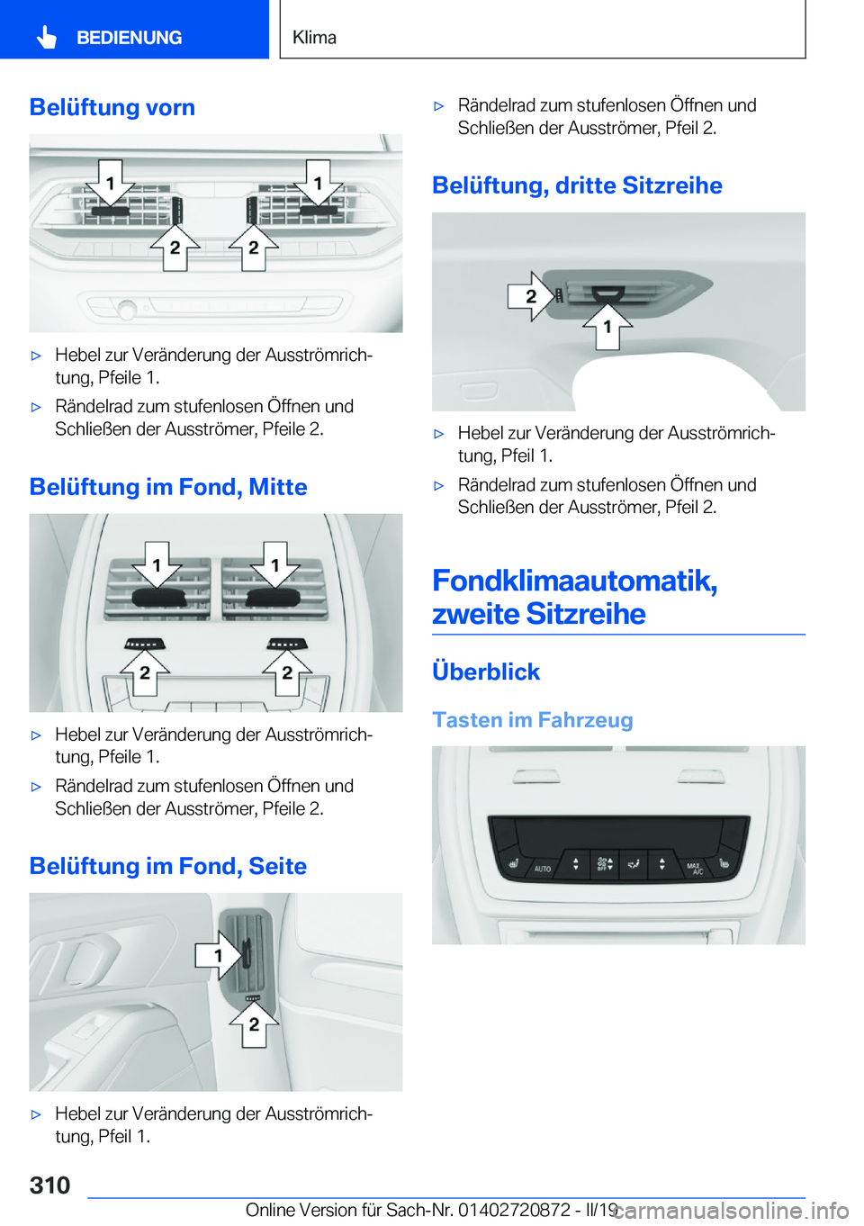 BMW X7 2019  Betriebsanleitungen (in German) �B�e�l�