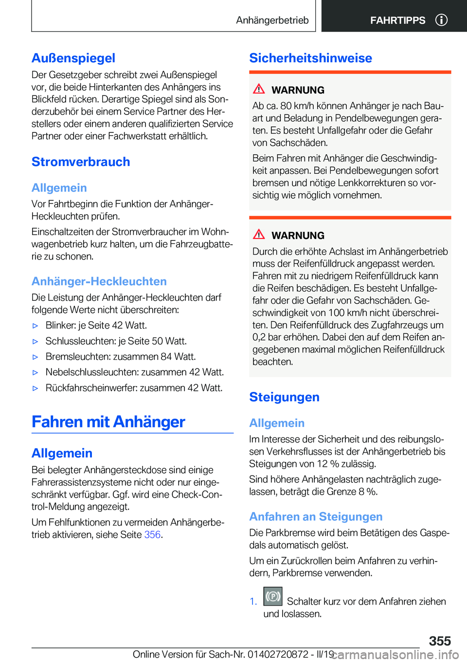BMW X7 2019  Betriebsanleitungen (in German) �A�u�