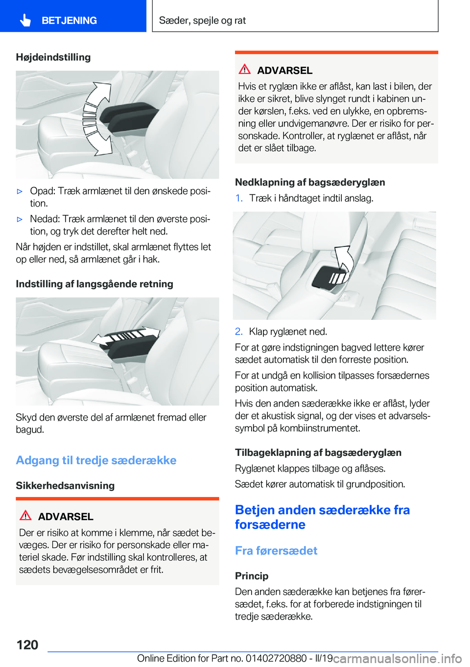 BMW X7 2019  InstruktionsbØger (in Danish) �H�