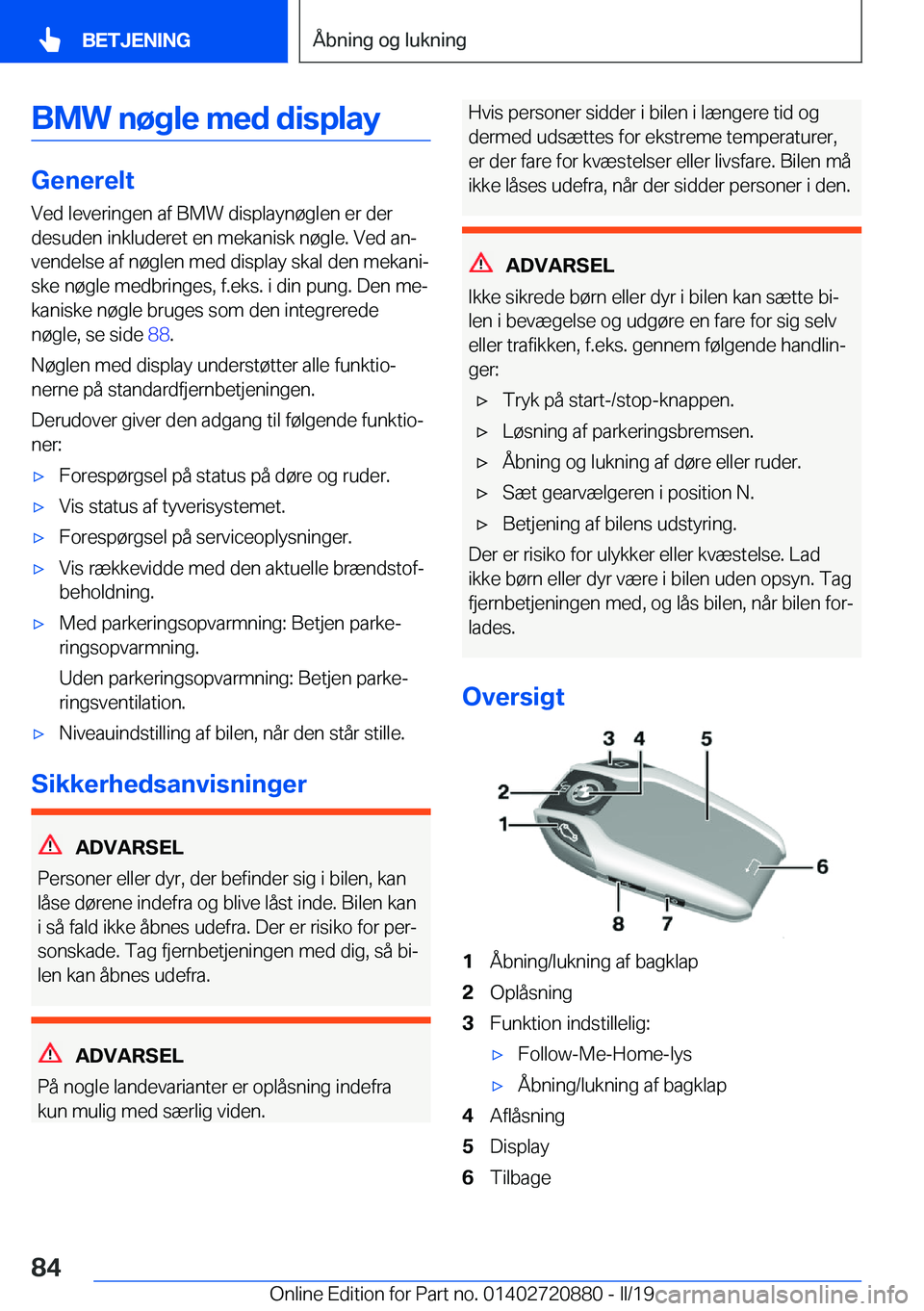 BMW X7 2019  InstruktionsbØger (in Danish) �B�M�W��n�