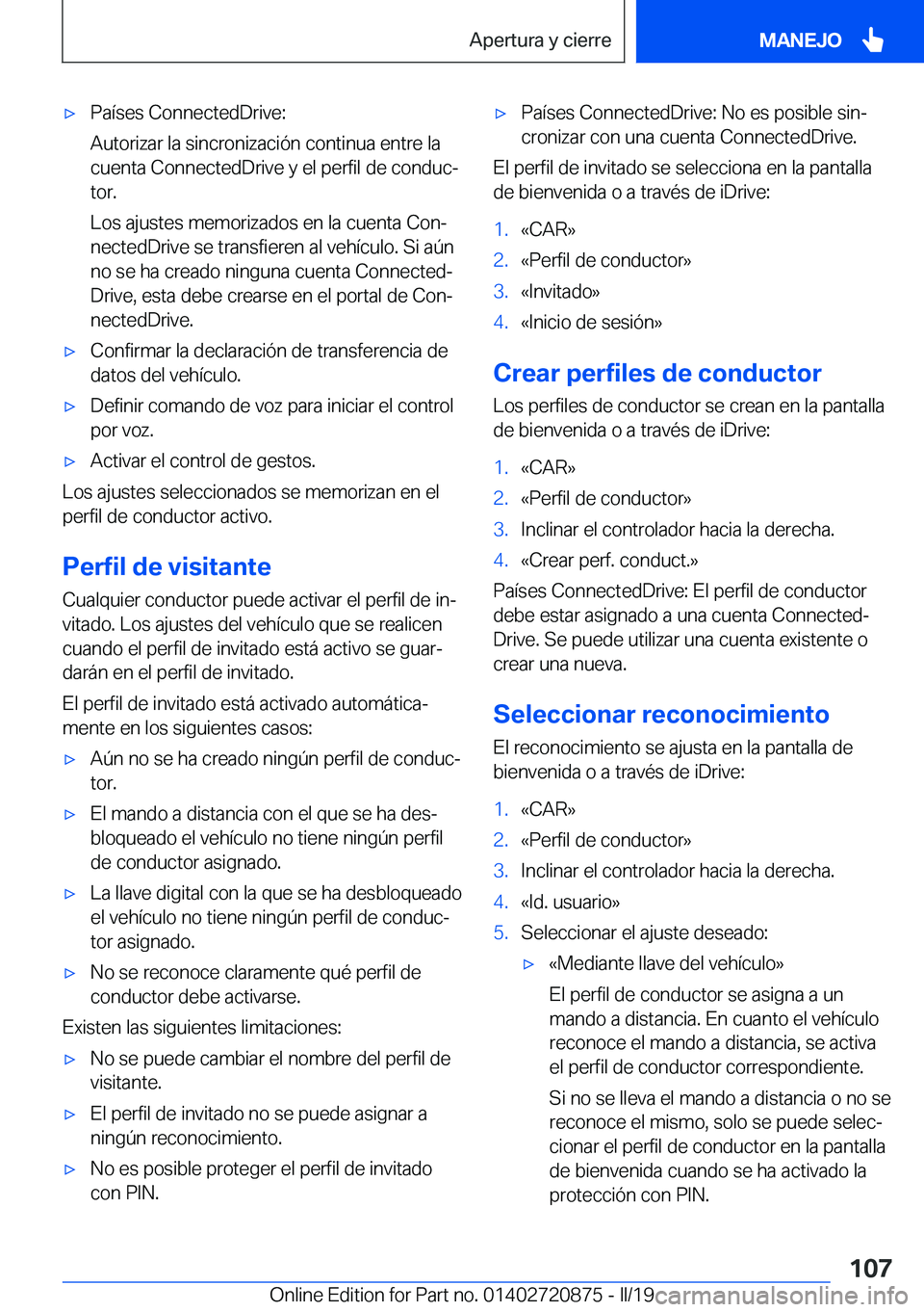 BMW X7 2019  Manuales de Empleo (in Spanish) x�P�a�