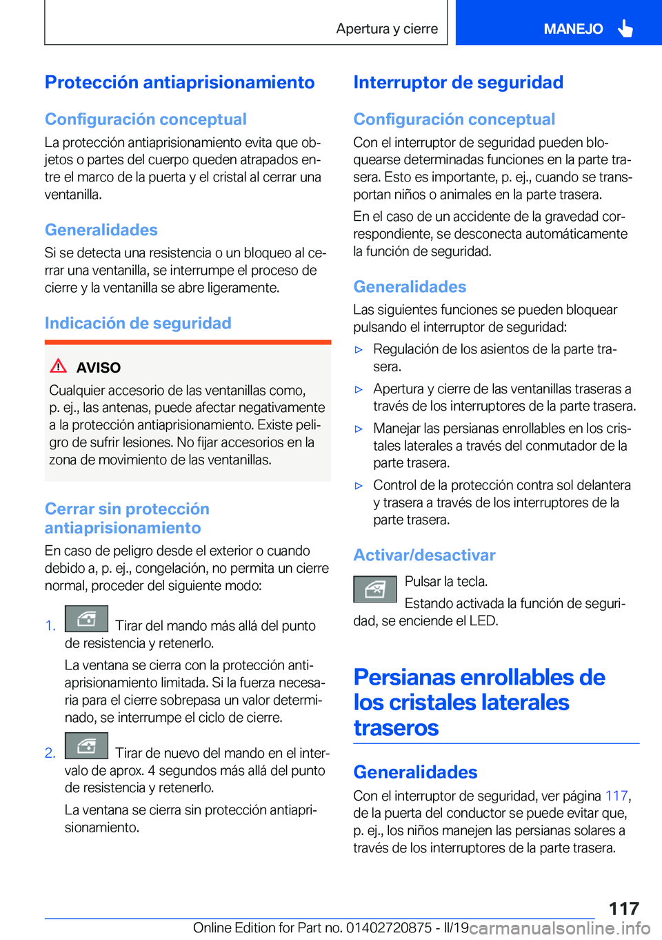 BMW X7 2019  Manuales de Empleo (in Spanish) �P�r�o�t�e�c�c�i�