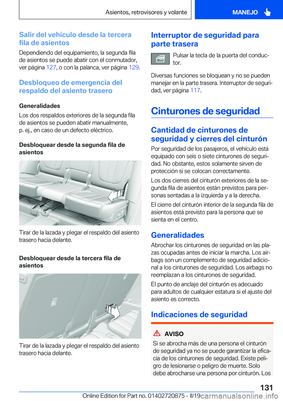BMW X7 2019  Manuales de Empleo (in Spanish) �S�a�l�i�r��d�e�l��v�e�h�