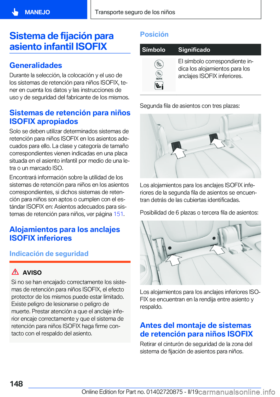 BMW X7 2019  Manuales de Empleo (in Spanish) �S�i�s�t�e�m�a��d�e��f�i�j�a�c�i�