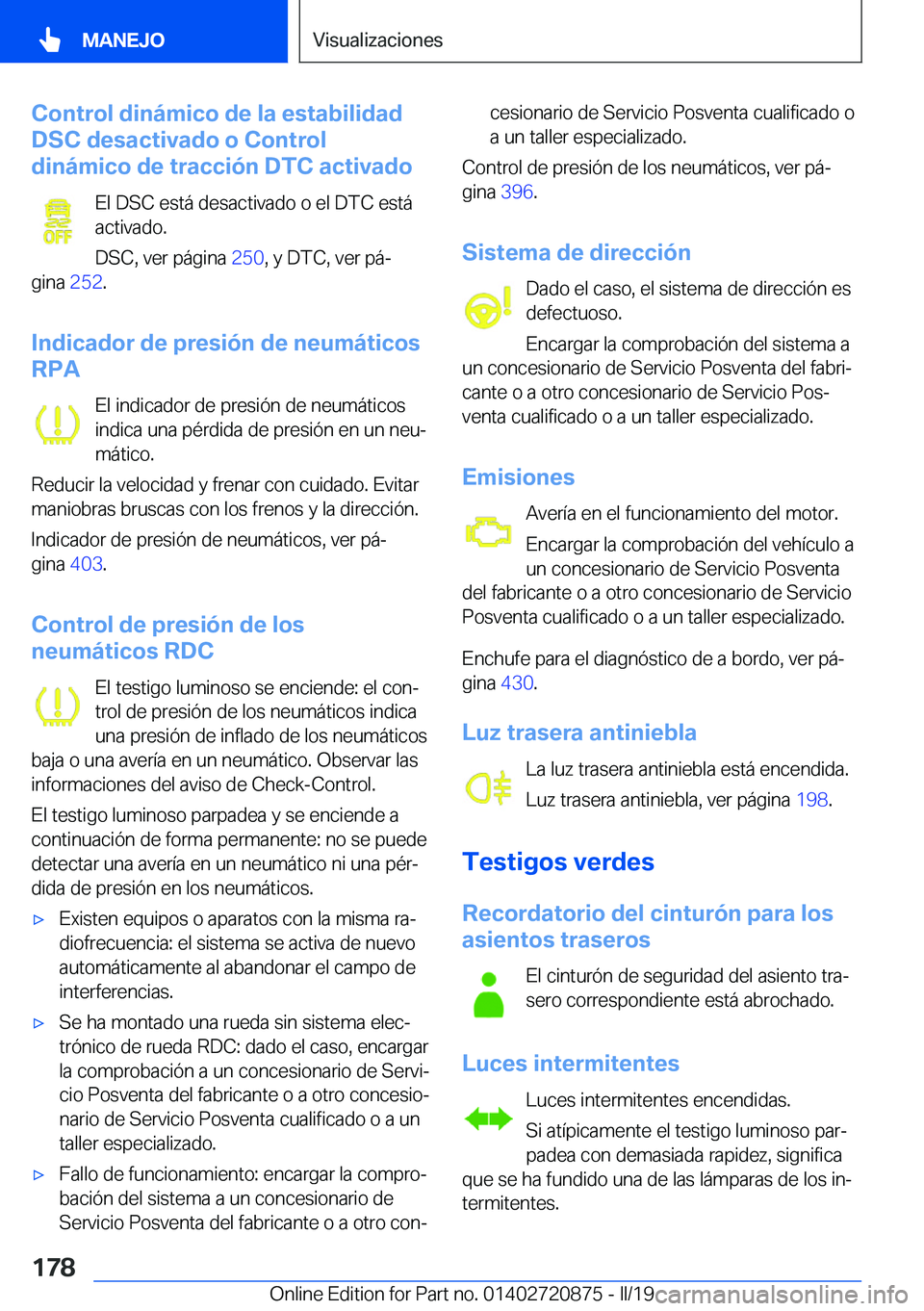 BMW X7 2019  Manuales de Empleo (in Spanish) �C�o�n�t�r�o�l��d�i�n�