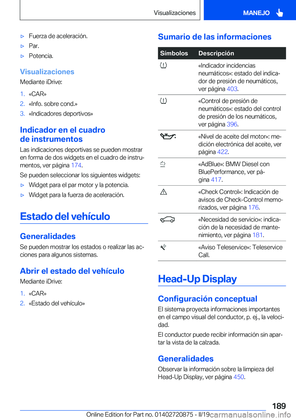 BMW X7 2019  Manuales de Empleo (in Spanish) x�F�u�e�r�z�a��d�e��a�c�e�l�e�r�a�c�i�
