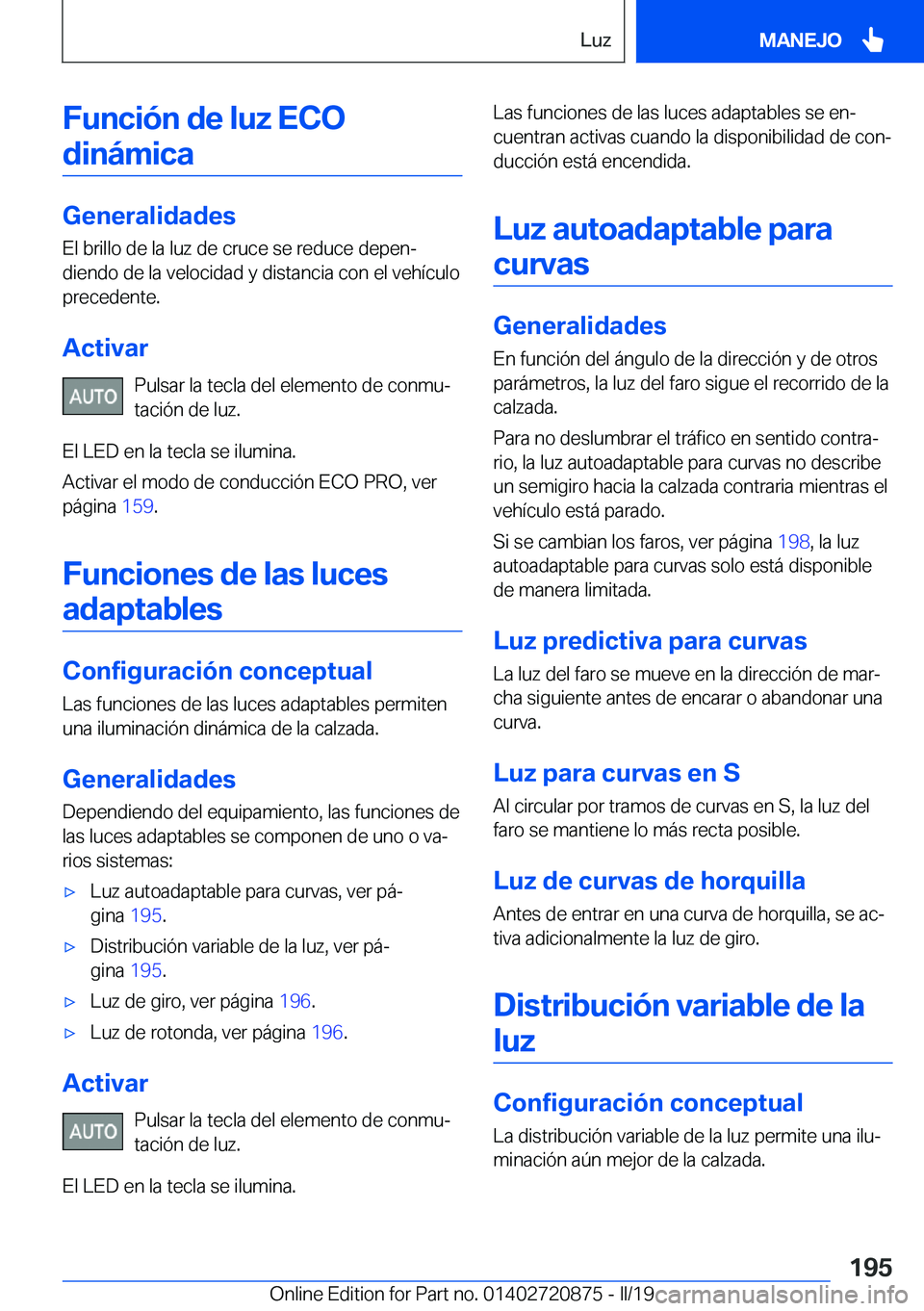 BMW X7 2019  Manuales de Empleo (in Spanish) �F�u�n�c�i�